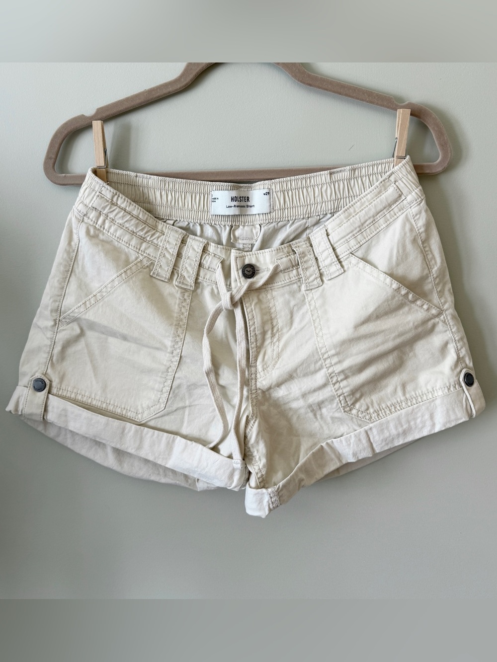 Cotton Low Rise Drawstring Cargo Utility Shorts